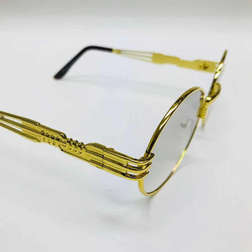 Oval Clear Lens Men Sunglasses Gold Frame Hip Hop Style Street Wear Retro Lentes